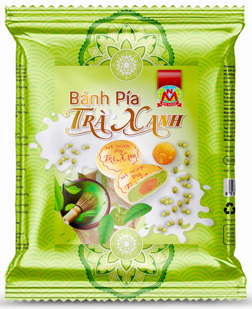 190g 2 Bánh pía TRÀ XANH matcha, KHÔNG CÓ sầu riêng, CÓ trứng muối, Axit Amin & Theanine tăng trí nhớ, EGCG thải độc tố