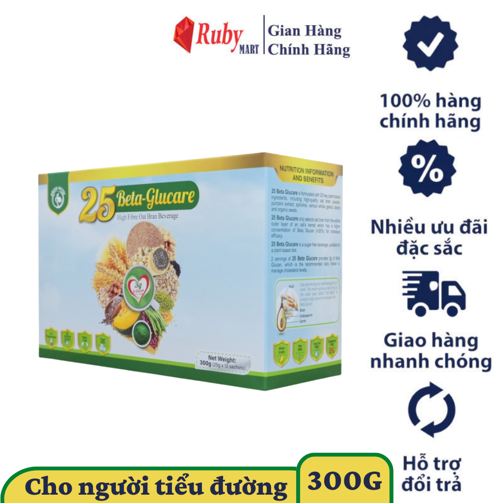 [Date T12/24] Ngũ Cốc 25 Beta Glucare (Dinh dưỡng xanh cho người tiểu đường) hộp 300g