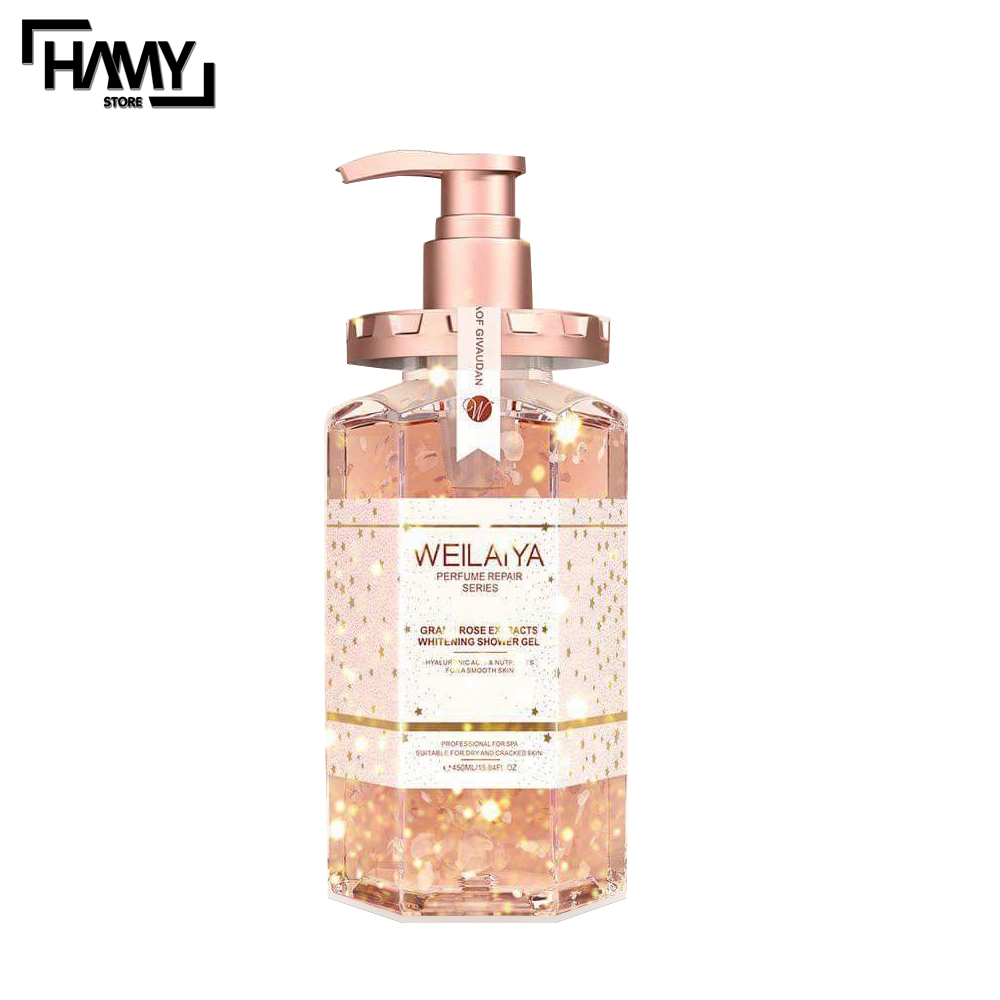 Sữa tắm trắng da weilaiya 450ml, tinh chất hoa hồng tươi với mùi hương êm dịu