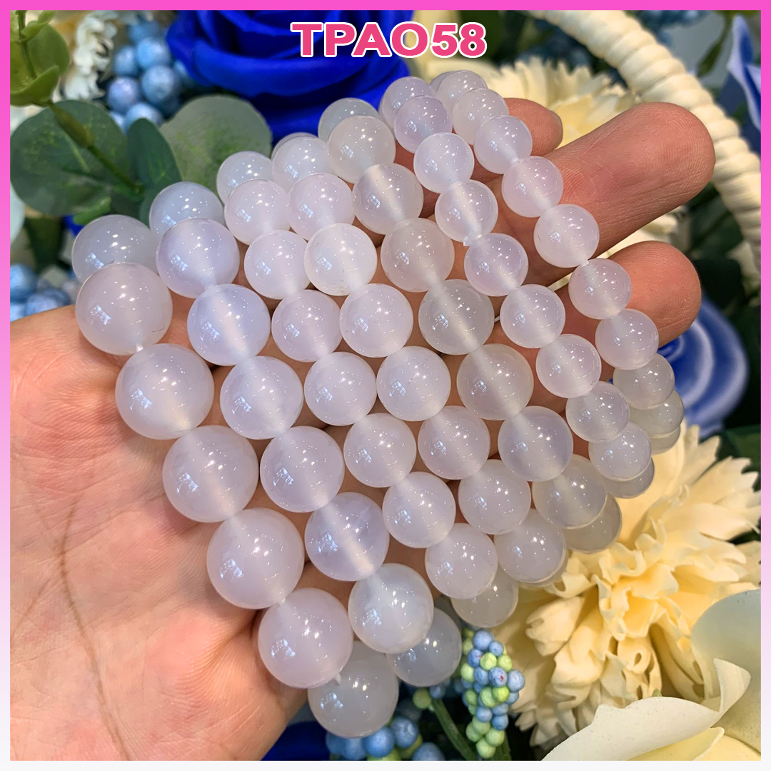 Vòng tay phong thủy may mắn đá màu trắng phù hợp cho nam và nữ - Tặng hộp đựng, dây dự phòng