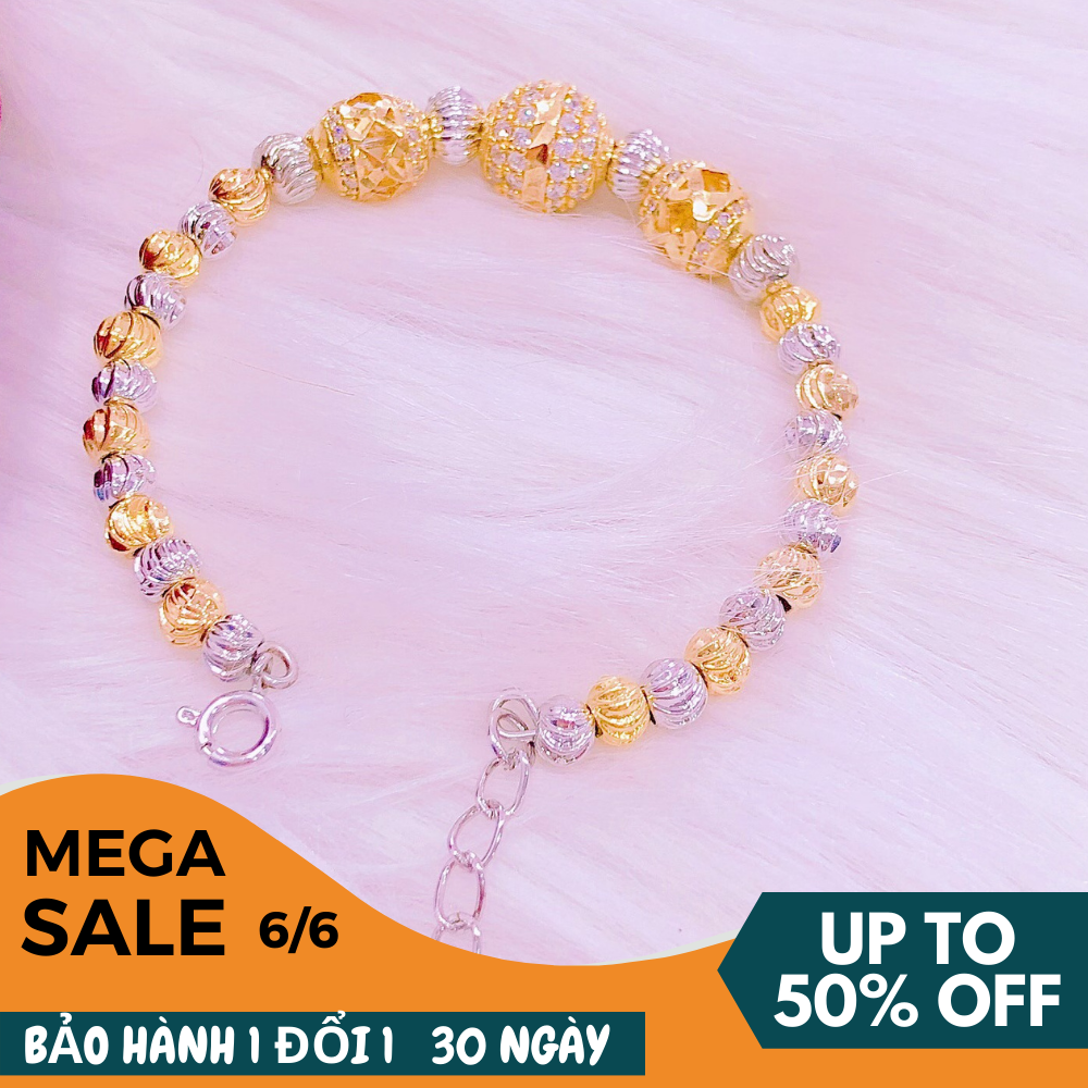 [HCM]Vòng tay lắc tay bi vàng không bay màu đính đá pha lê sáng lấp lánh xinh đẹp Trang Sức Miga LL021