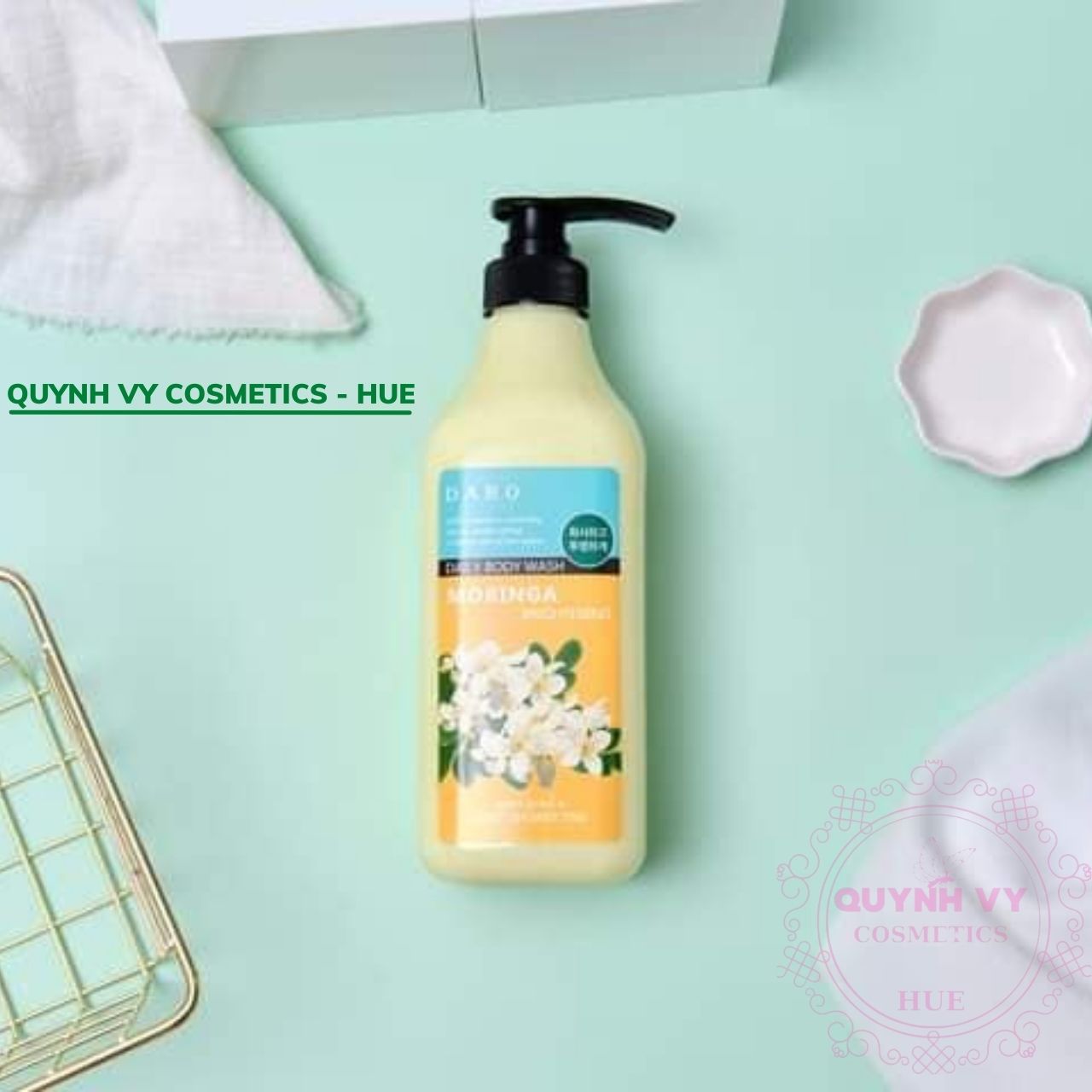 Sữa tắm trắng da hoa chùm ngây dabo hàn quốc, sữa tắm tẩy lớp da chết chùm ngây cao cấp 750ml, quynh vy cosmetics - hue