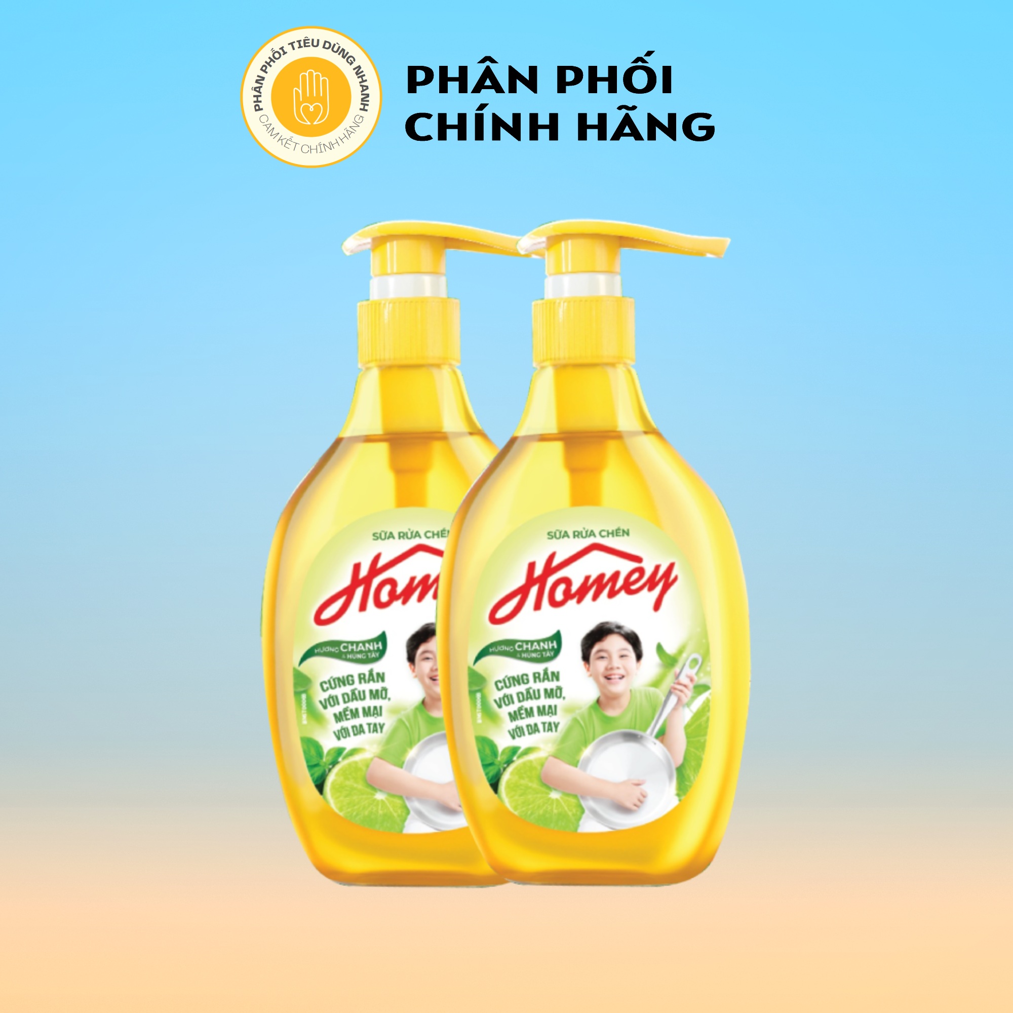 Combo 2 chai sữa rửa chén sạch dầu mỡ homey 950g _ chanh & húng tây