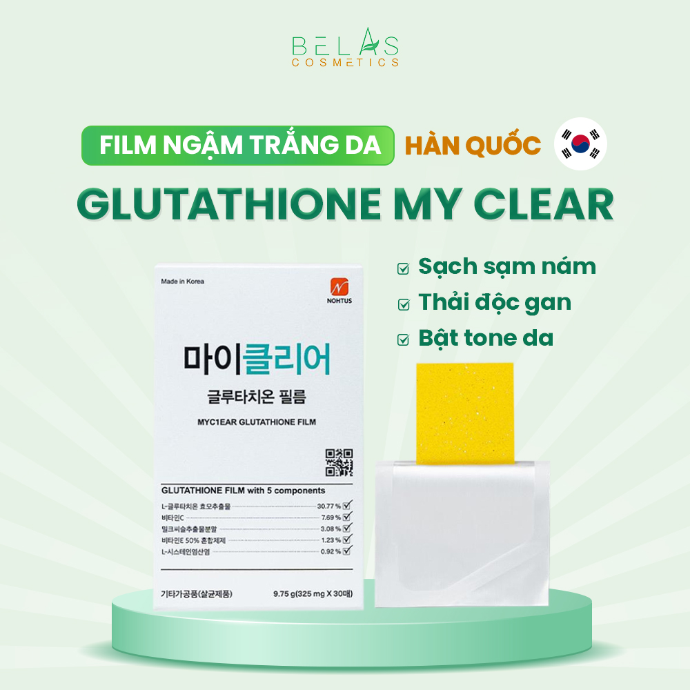 Film ngậm trắng da glutathione my clear hàn quốc