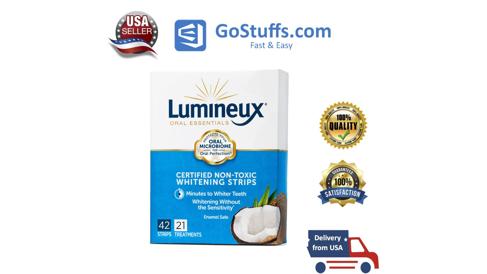 Miếng dán trắng răng Lumineux Oral Essentials Teeth Whitening Strips