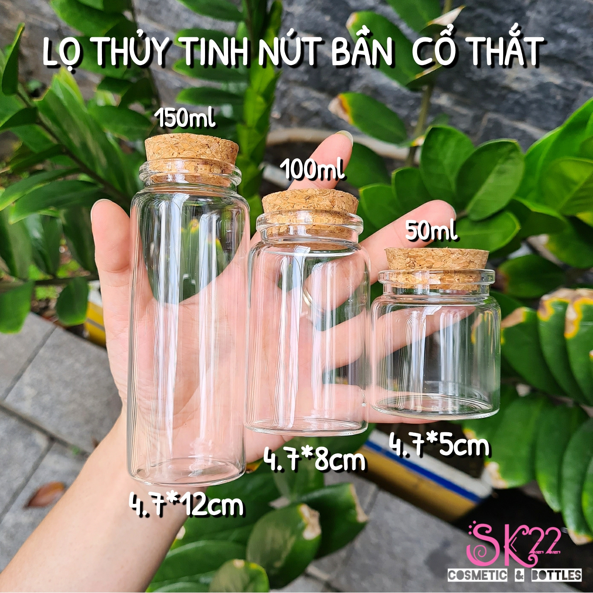 🎀LỌ THỦY TINH NÚT BẦN CỔ THẮT 50ml/60ml/100ml/150ml🎀