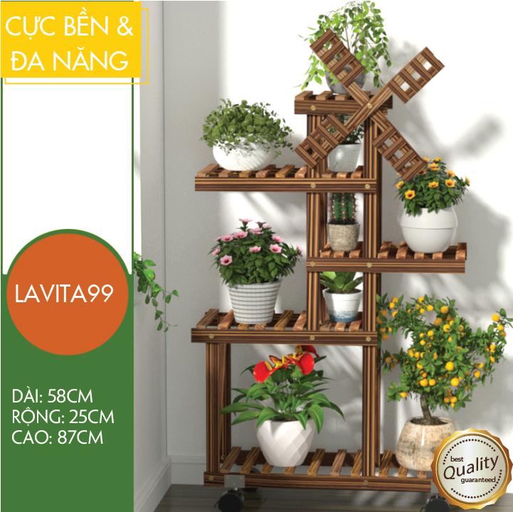 Giá để cây cảnh ngoài trời, Kệ để cây cảnh bằng gỗ thông 5 tầng