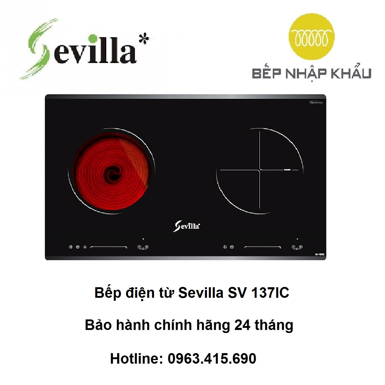 Bếp điện từ Sevilla SV 137IC, thiết kế đẹp mắt, tinh tế, nhiều tính năng thông minh, giúp nâng cao hiệu quả nấu nướng, tiết kiệm điện năng