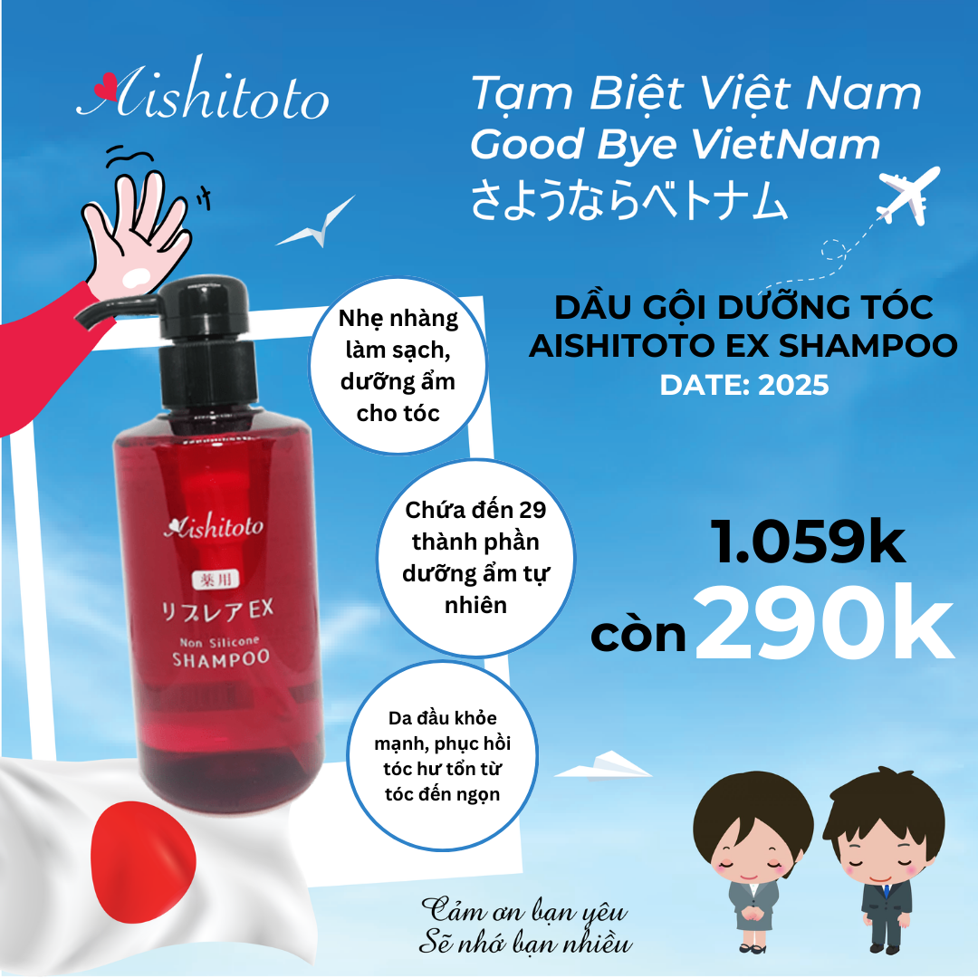 Dầu gội giảm rụng tóc, phục hồi hư tổn Aishitoto EX Shampoo 400ml