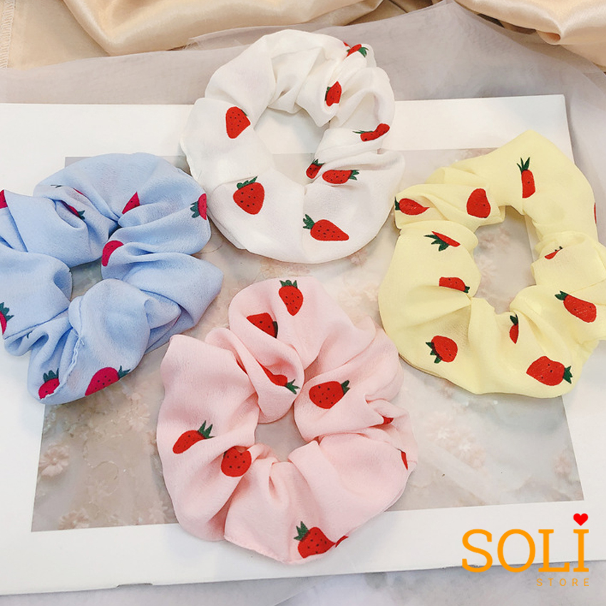 Cột tóc vải Scrunchies Dâu Tây dễ thương CT54