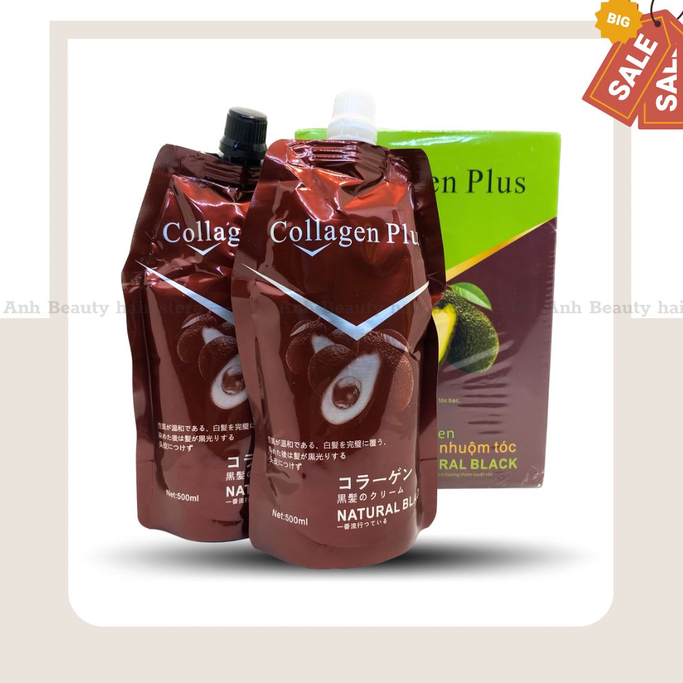 Nhuộm đen bơ collagen Nhuộm tóc đen tự nhiên Không dính da đầu Nhuộm đen tóc bạc