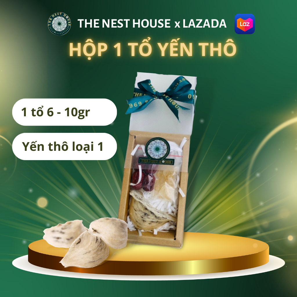 Hộp 1 Tổ Yến Sào Thô Nguyên Tổ - Yến Thô Loại 1 Tự Nhiên Nguyên Chất The Nest House