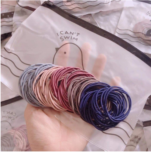 [HCM]Bộ Dây Thun Cột Tóc Trơn (Mua 100 Sợi Có Túi Zip)