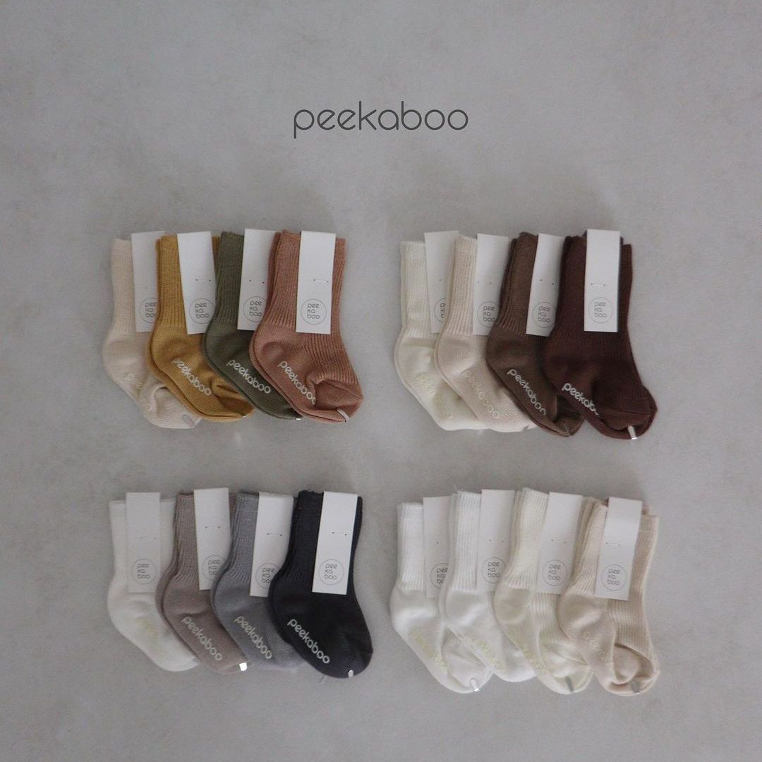 Set 4 đôi tất bắp Peekaboo Hàn Quốc cho bé