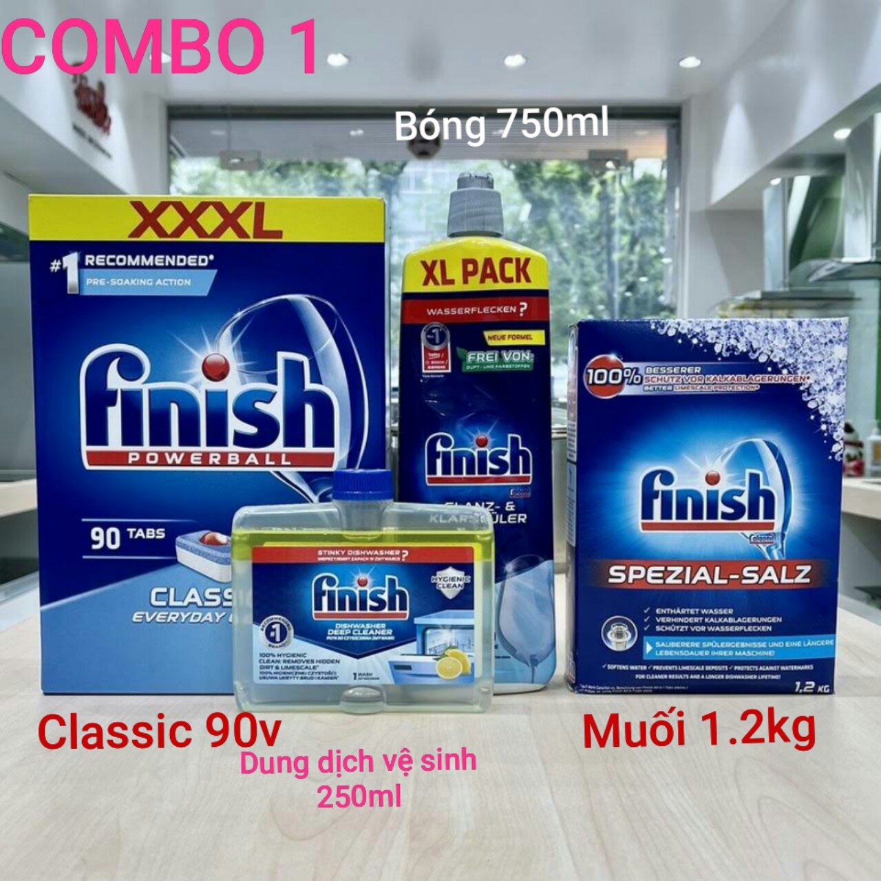 Combo finish 1-2-3-4 giành cho máy rửa chén - freeship
