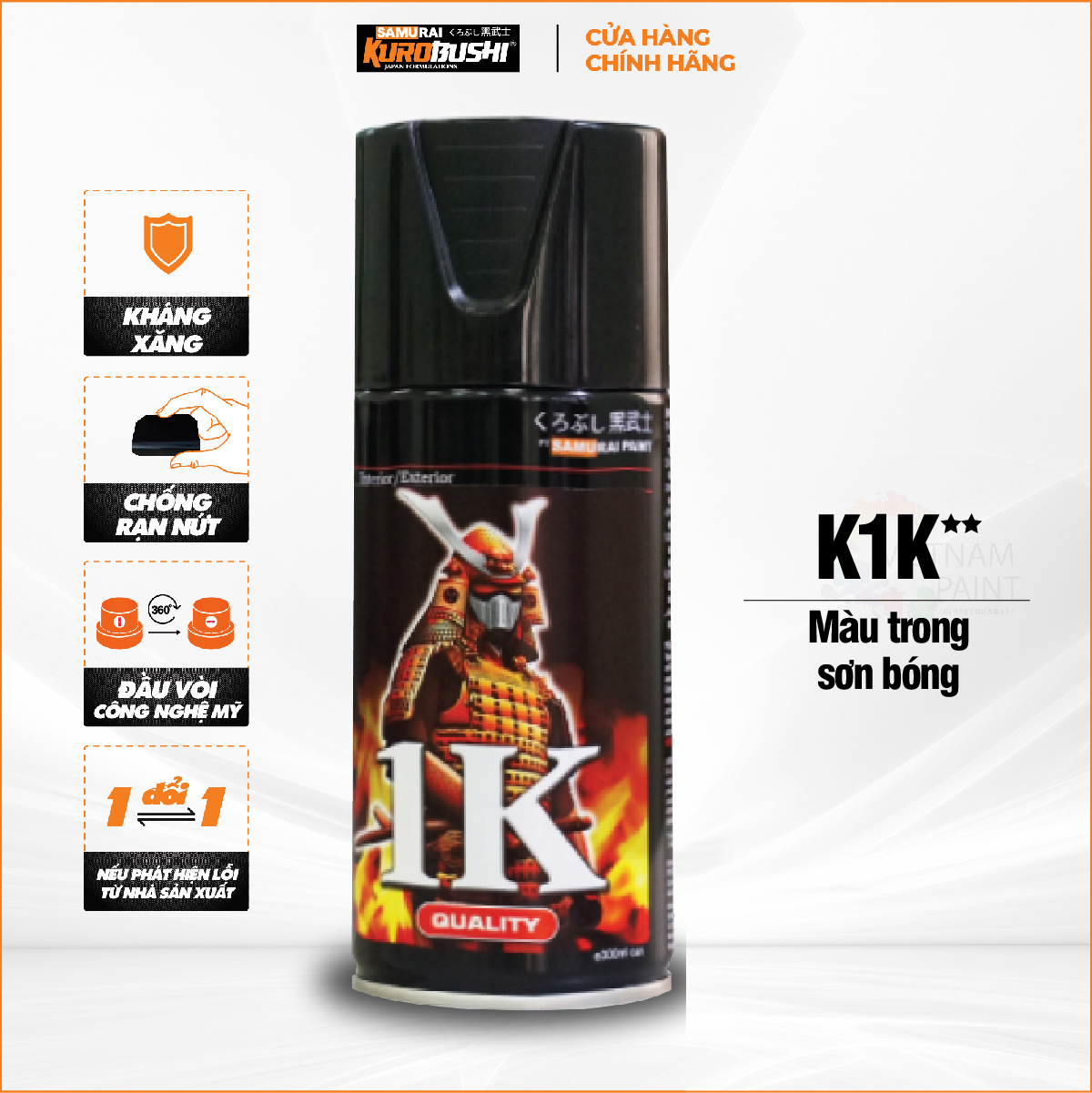 Sơn xịt samurai kurobushi - sơn bóng k1k chuyên dùng cho xe máy