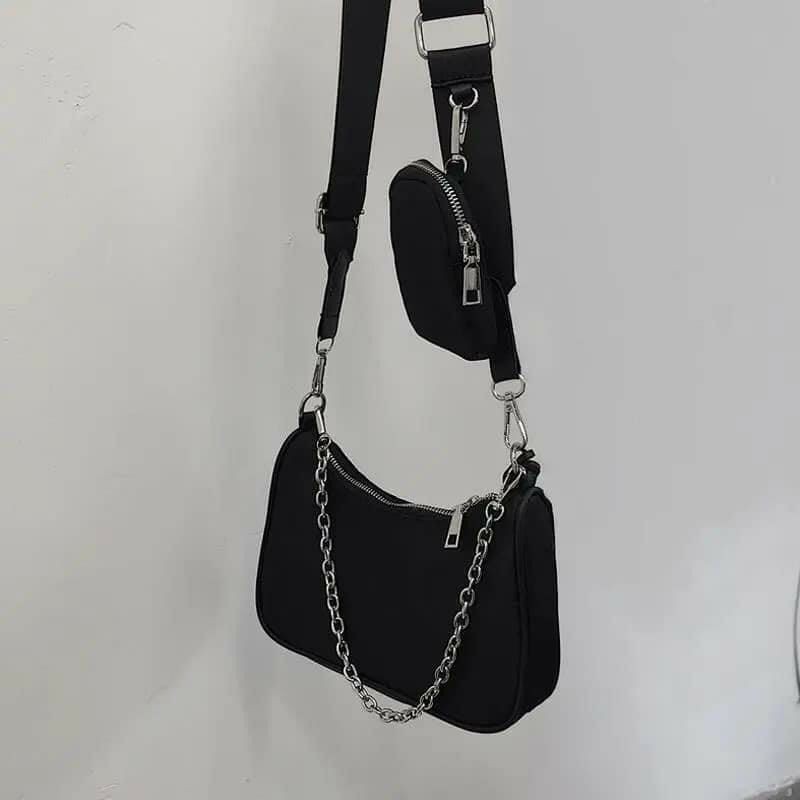 Túi đeo chéo ulzzang thời trang, đi làm, vải canvas - túi đeo chéo xích