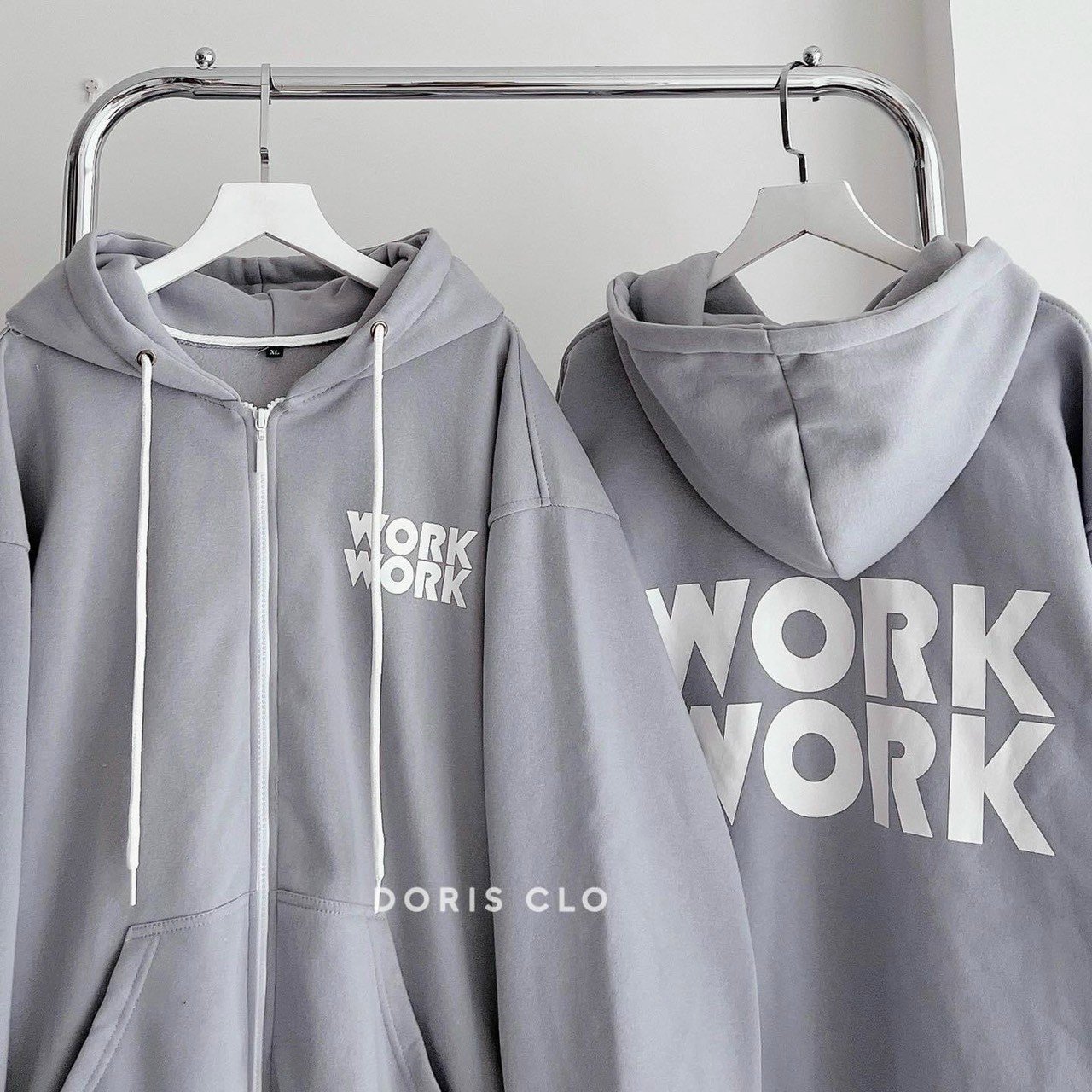 Áo Khoác Hoodie, Thun Nỉ Cao Cấp Logo In Chữ WORK Cá Tính , Dây Khóa Kéo Nón Lớn Fom Rộng Phong Cách Hàn Quốc. TP