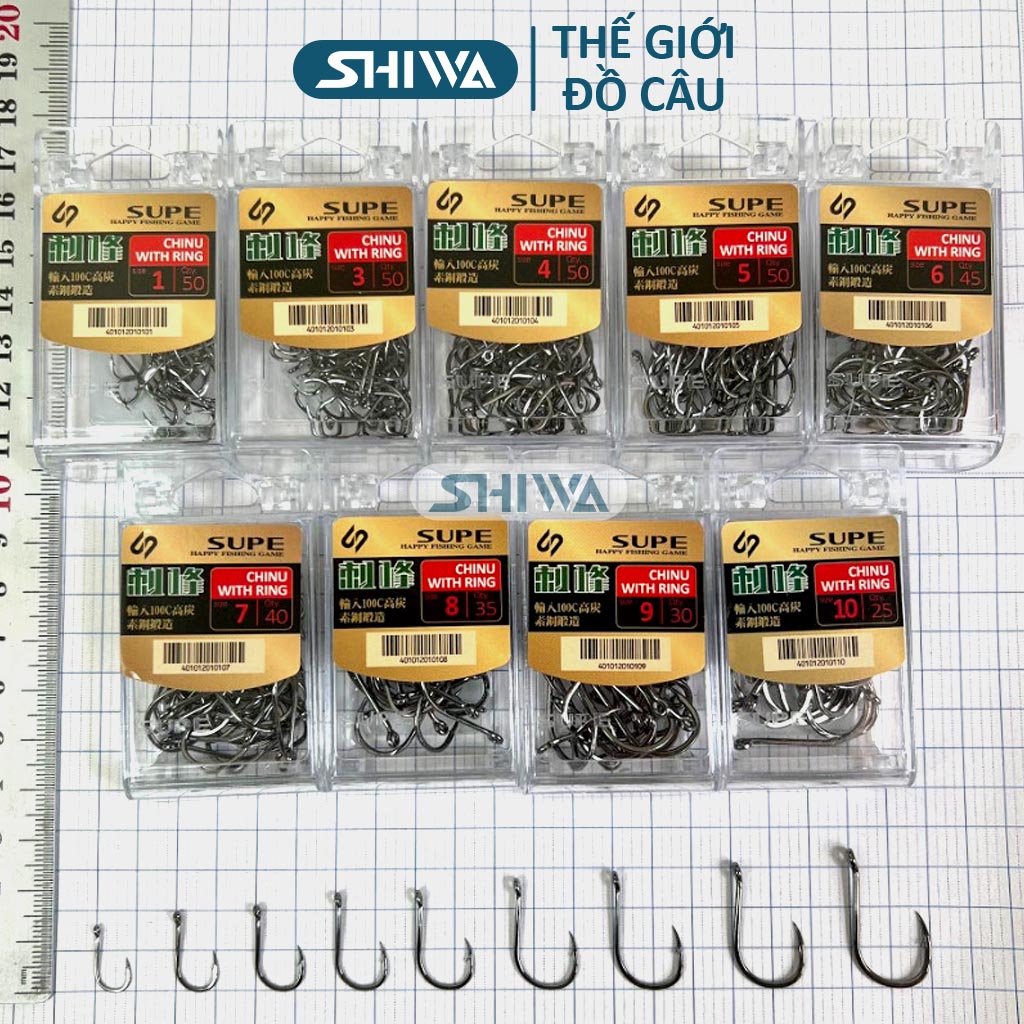 Lưỡi Câu Cá SUPE CHINU Nhật Bản ( ĐỦ SIZE : 1 đến 10 ) - Lưỡi Câu Đơn , Lưỡi Câu Đơn Thép , Lưỡi Câu Cá Siêu Bền , Lưỡi Câu Cá Lóc, Rô Phi, Tra,.. ĐỒ CÂU SHIWA