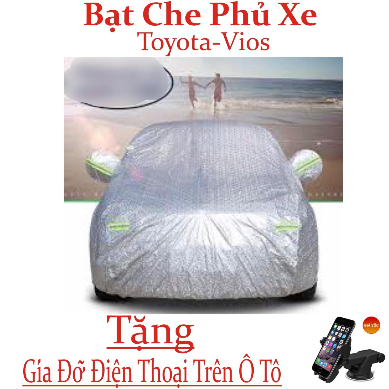 BẠT PHỦ Ô TÔ XE 4 VÀ 5 CHỖ, ÁO TRÙM XE, BẠT CHE NẮNG DÀY 2 LỚP 130g/m2, CHỐNG NÓNG, CHỐNG TIA UV, CHỐNG XƯỚC - TIÊU CHUẨN CHÂU ÂU CHO XE TOYOTA VIOS + TẶNG KÈM KẸP ĐIỆN THOẠI