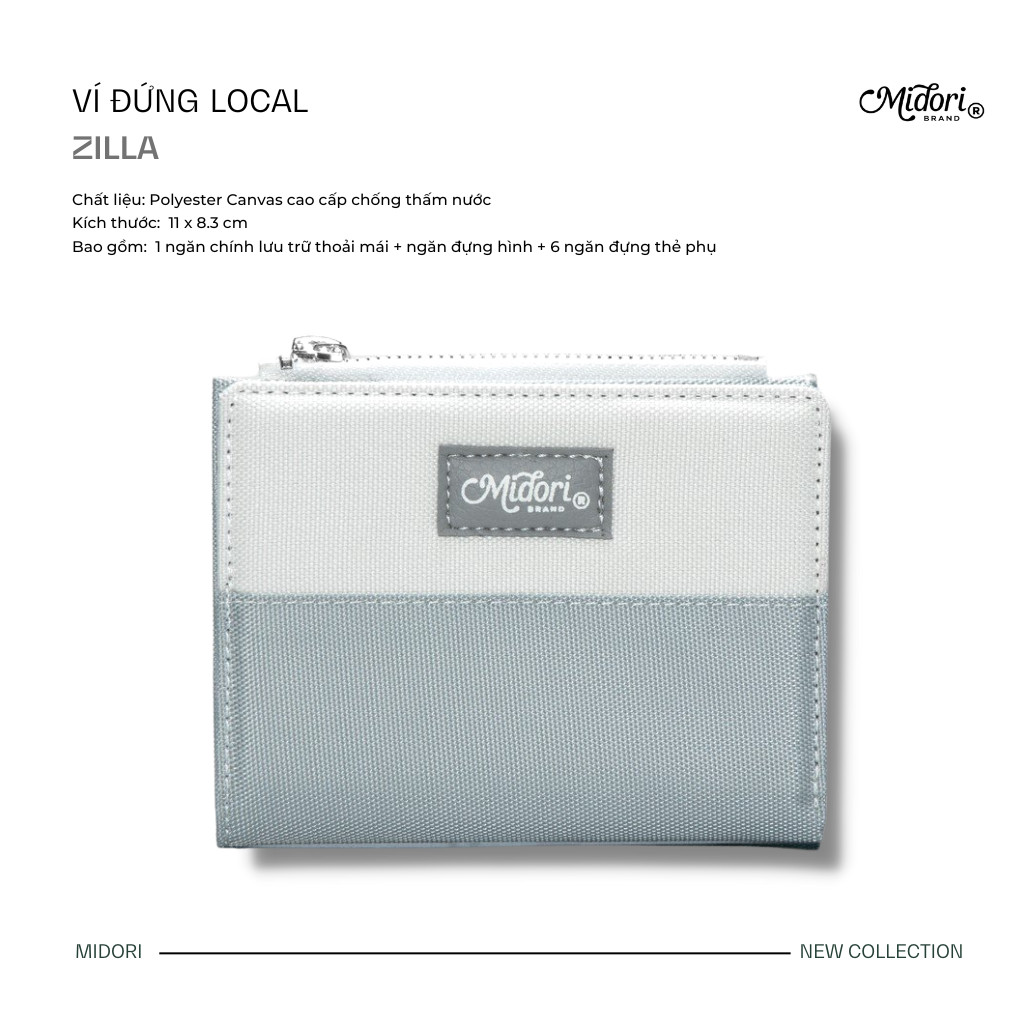 Ví Vải Đứng ZILLA Nam Nữ Polyester Siêu Bền Đẹp Chống Nước local brand chính hãng Midori M Studio