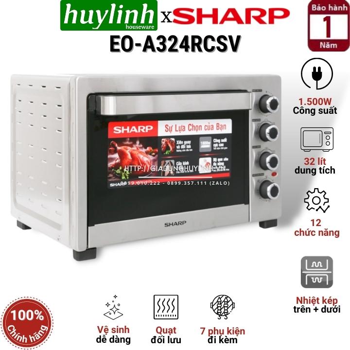 Lò nướng đối lưu sharp eo-a324rcsv-st - 32 lít - 12 chức năng