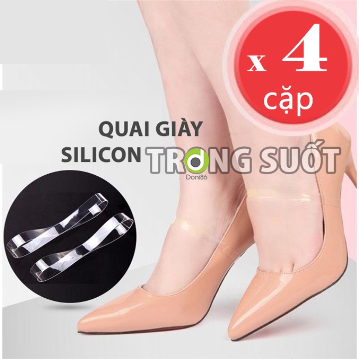 4 cặp quai giày silicon trong suốt giúp giữ giày ôm chân không bị tuột giày khi mang các loại giày cao gót nữ DONI86 PK39-4