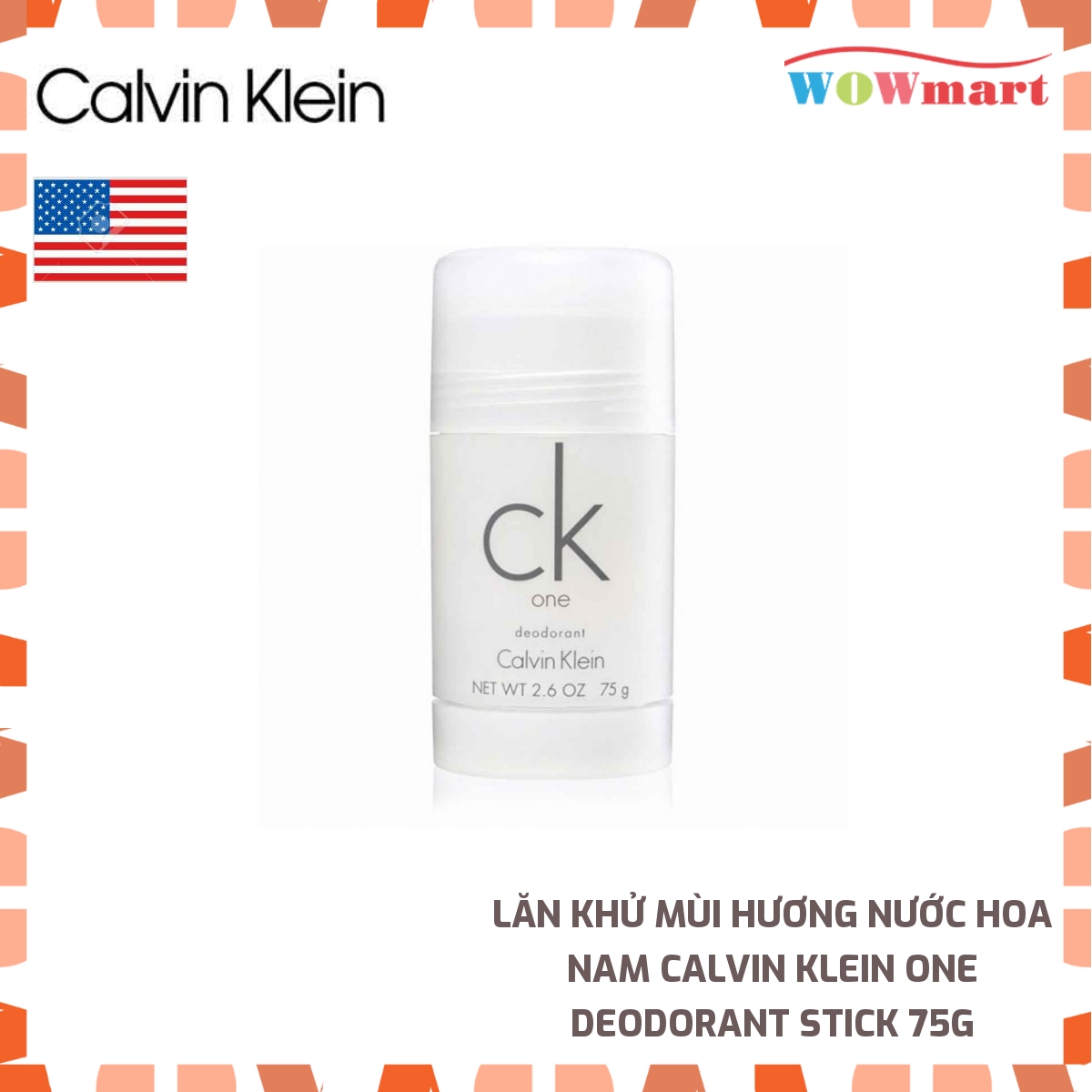 [HCM]Lăn khử mùi hương nước hoa nam Calvin Klein One Deodorant Stick 75g - [MỸ]