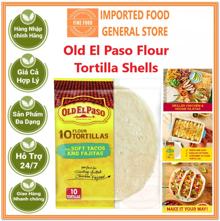 Vỏ Bánh Tráng Bắp Old El Paso Flour Tortilla Shells Túi 232g 10 Cái