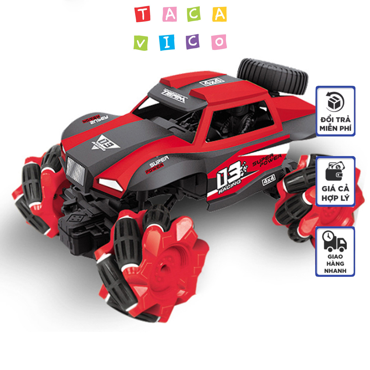 Xe oto địa hình điều khiển từ xa-TACAVICO P04, Xe điều khiển bằng rometo và cử chỉ tay, xe có thể di chuyển ngang và xoay vòng 360 độ tại chỗ