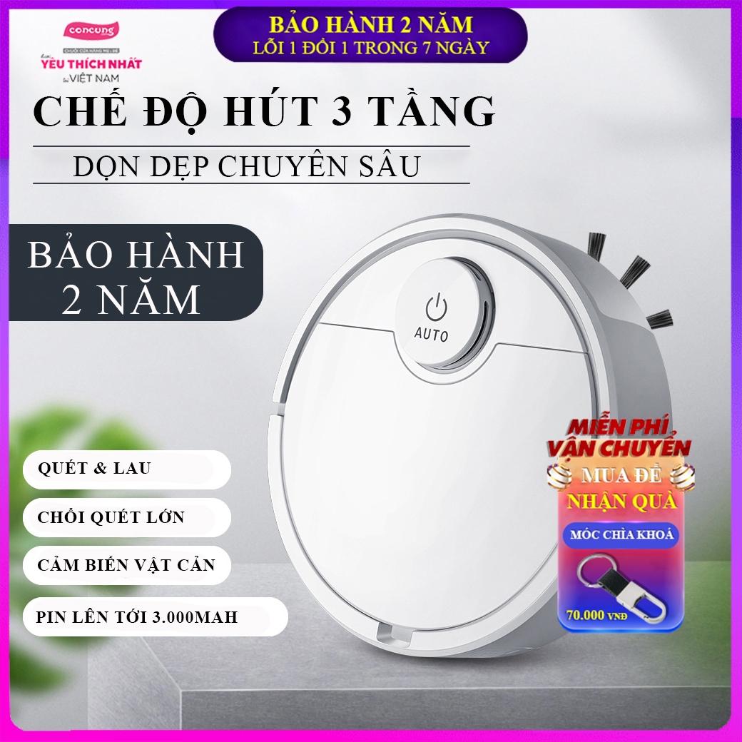Robot hút bụi lau nhà thông minh, Robot cảm biến thông minh làm sạch mọi ngóc ngách trong nhà, thiết kế đẹp mắt, đem lại lợi ích thiết thực, tháo rời thuận tiện, vệ sinh dễ dàng ( Bảo hành 2 năm lỗi 1 đổi 1 trong 7 ngày )