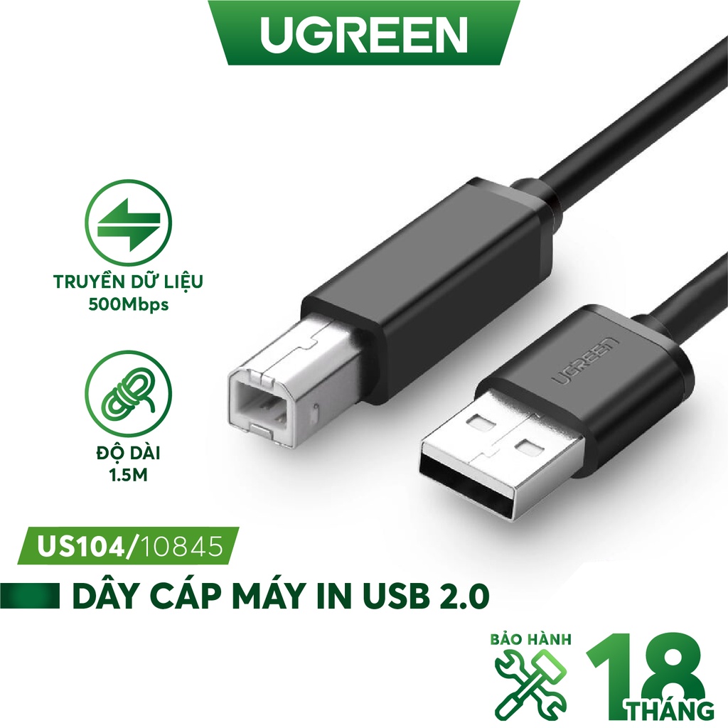 Cáp máy in usb 1,5m ugreen 10845 chính hãng