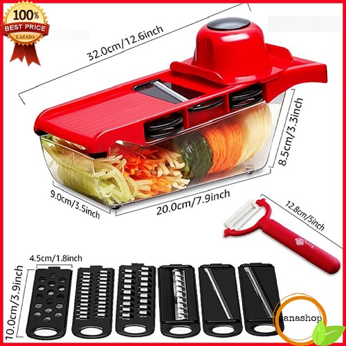 Bộ dụng cụ cắt gọt rau củ quả đa năng 6 in 1, Dụng cụ nạo rau củ thành dạng sợi, Máy thái rau củ quả đa năng, Dụng Cụ Bào Sợi, Thái Lát, Cắt Rau Củ Quả Đa Năng