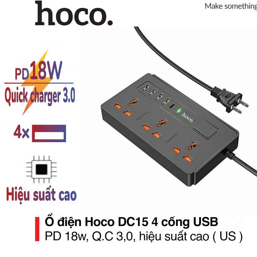 Ổ cắm điện thông minh đa năng Hoco DC15 - DC31 - NS1 hỗ trợ sạc nhanh PD20W QC3.0 phù hợp cho mọi công việc và sinh hoạt