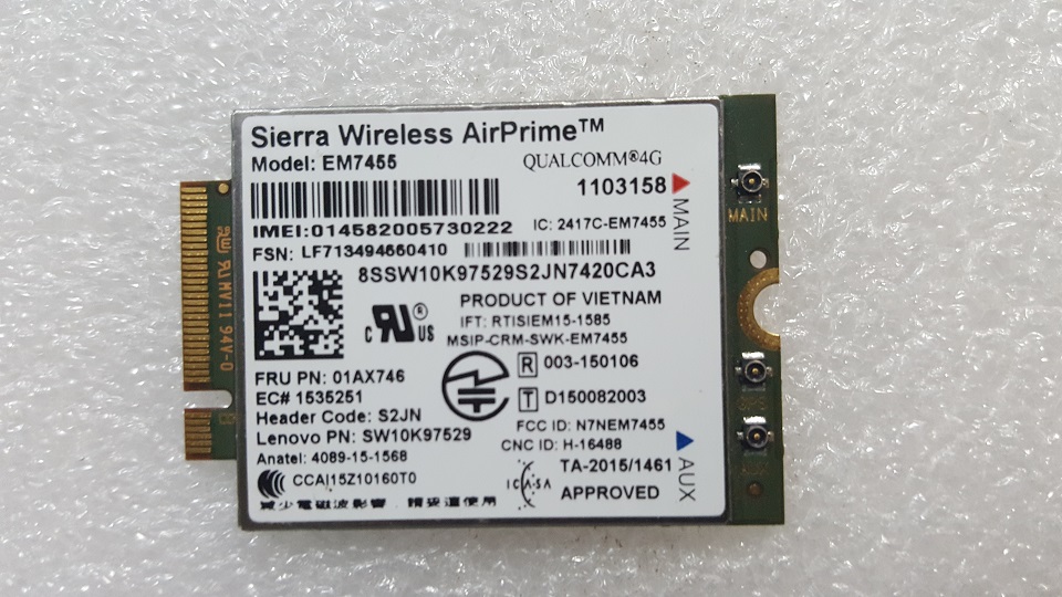 4g Wwan Card Lenovo ThinkPad Em7455 4g Lte for Lenovo ThinkPad L470, L570, P51, P70P, P71, T470, T470P, T570, X270 Laptops Giá 780,000 Đồng*Miễn phí vận chuyển