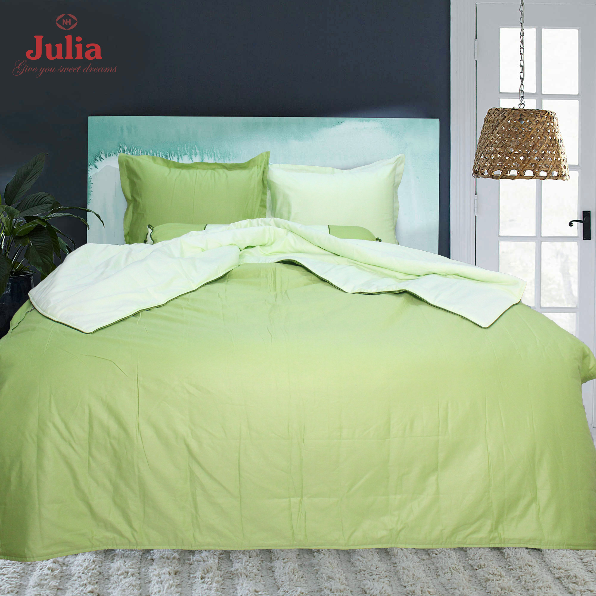 Bộ chăn ga gối cotton satin Ai Cập Julia 538