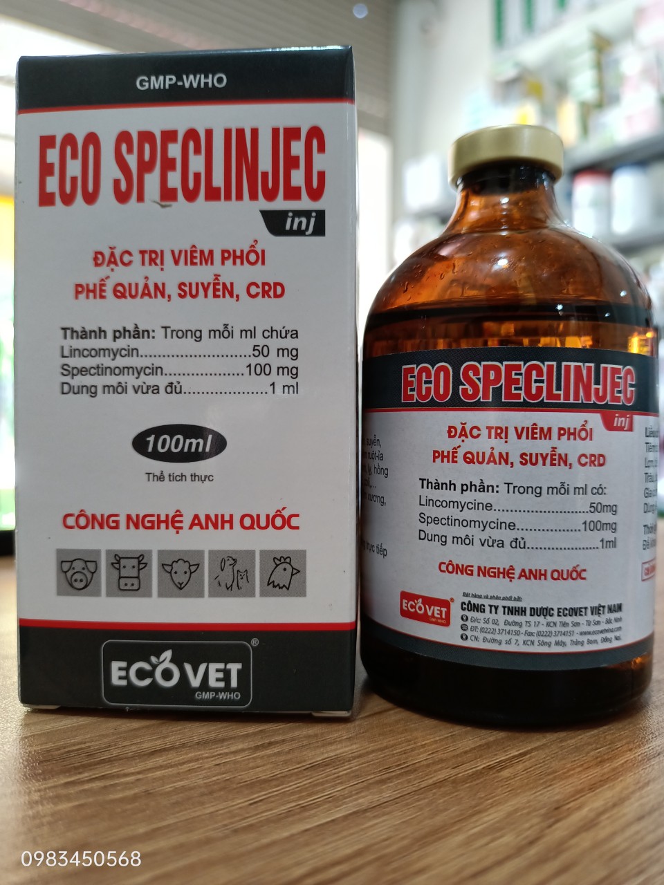 Linspec eco speclinjec tr_ị phổi, khớp, suyễn, ccrd, crd...phân xanh trắng, bại huyế_t ngan vịt