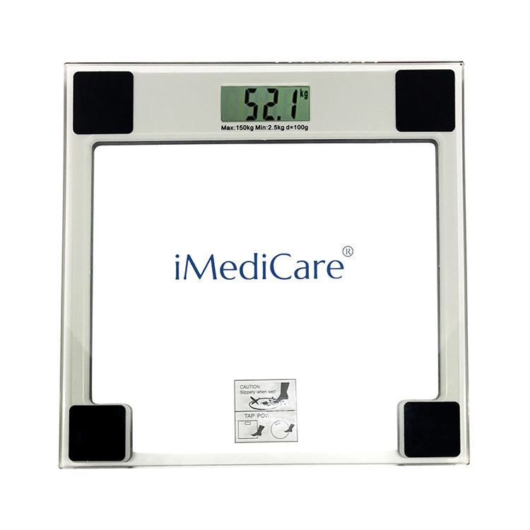 Cân sức khỏe điện tử IMEDICARE IS-303-Mặt cân kính cao cấp, công nghệ cảm biến thông minh, màn hình lớn LCD-Tự động