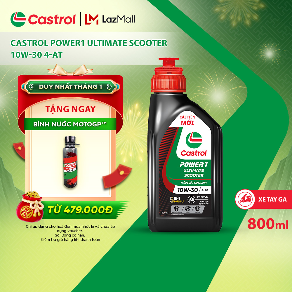 Dầu nhớt xe tay ga CASTROL POWER1 ULTIMATE SCOOTER 10W-30 4-AT (0.8L)