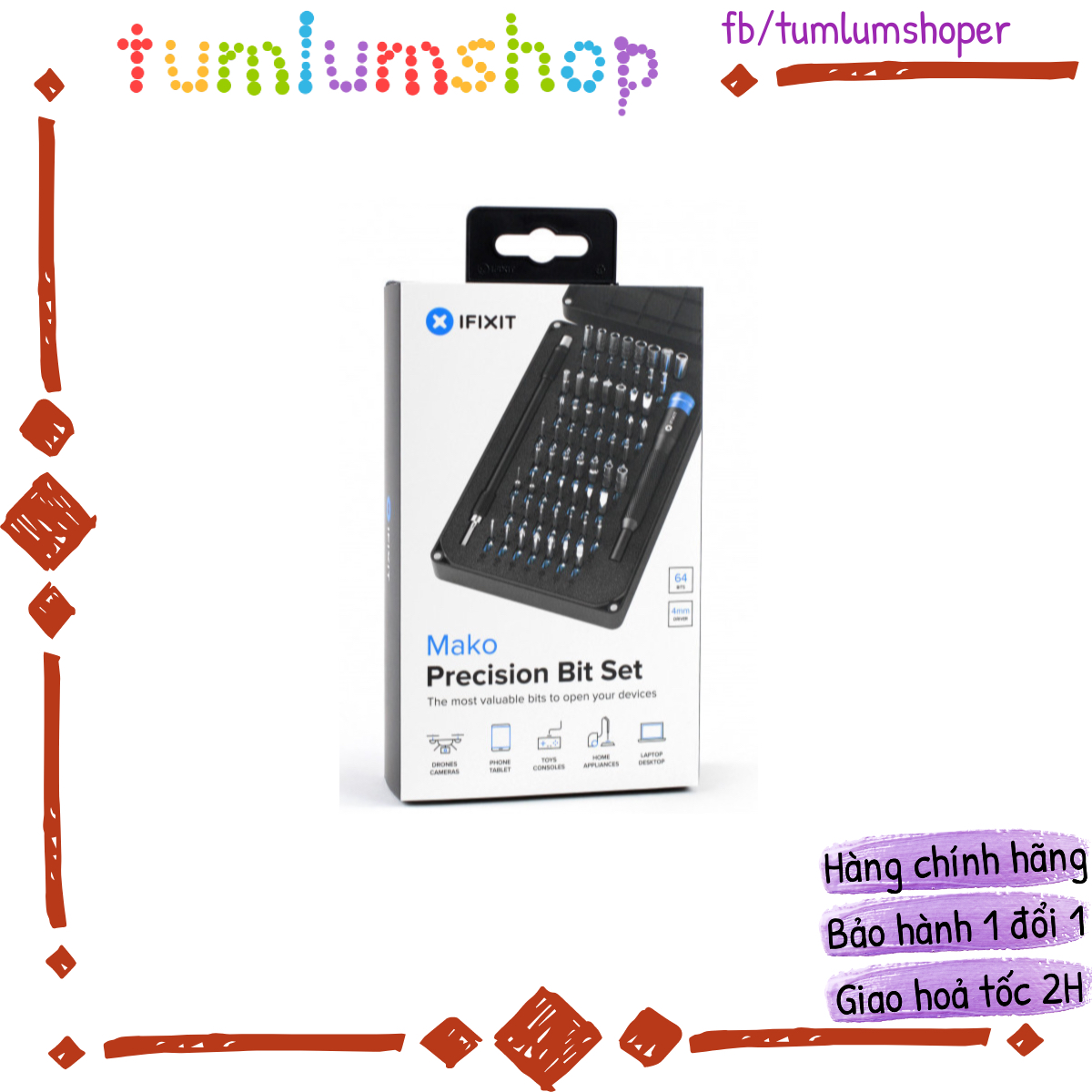 Bộ tua vít đa năng - Dụng cụ sửa điện thoại - iFixit 64 Bit Driver Kit