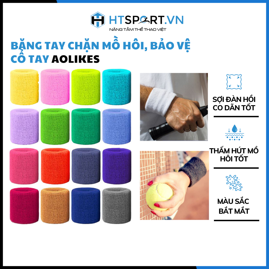 [HCM]Băng Chặn Mồ Hôi Bảo Vệ Cổ Tay Aolikes AL0230 Chính Hãng (1 Chiếc) Băng Tay Băng Cổ Tay Quấn Cổ Tay Thể Thao Tập Gym Tennis Cầu Lông