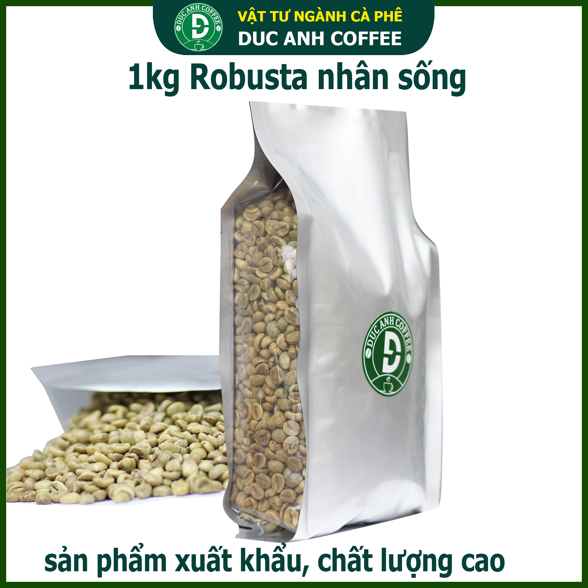 Gói 1kg cà phê nhân sống chưa rang sàn 18 robusta buôn ma thuột - công ty tnhh cà phê đức anh