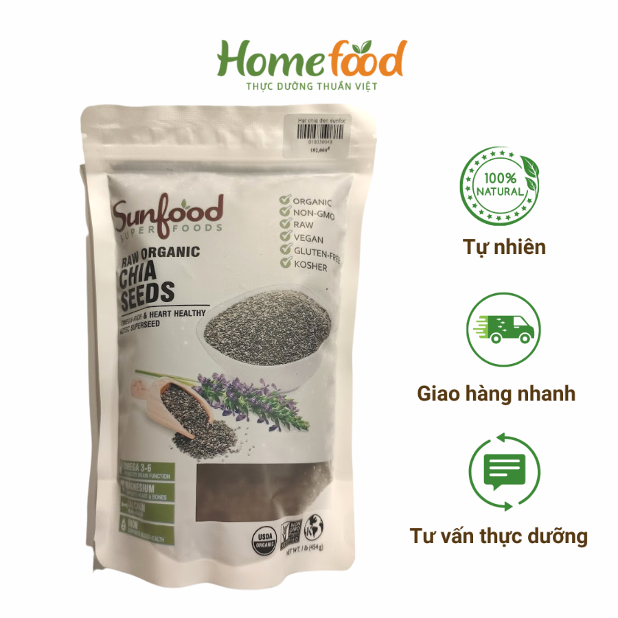 Hạt chia đen Sunfood túi 454g/Hạt chia sạch