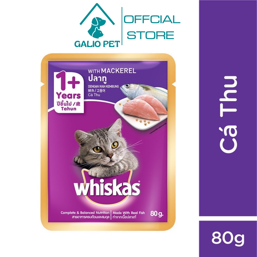 Pate whiskas® cho mèo lớn vị cá thu túi 80g