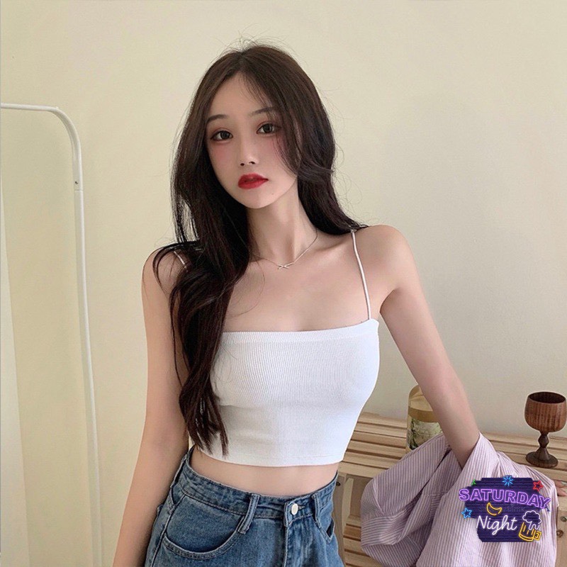 Áo 2 dây sợi tăm thun gân siêu co dãn / áo bra loại dày 2mm