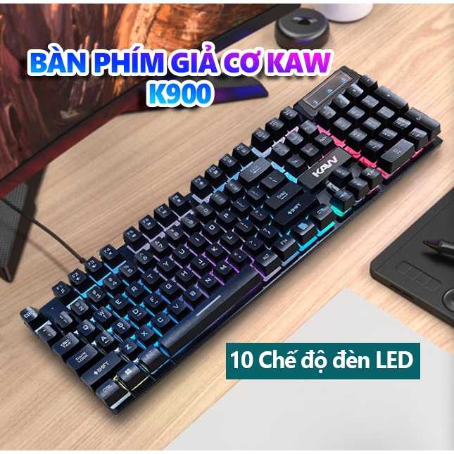 Bàn Phím Cơ Đẹp Bàn Phím Máy Tính Có Dây Bàn Phím kaw K900 Cao Cấp Tích Hợp Đèn Led Siêu Đẹp Tương Thich Với Mọi Hệ Điều Hành. BẢo Hành Uy Tín BỞI BEESTORE