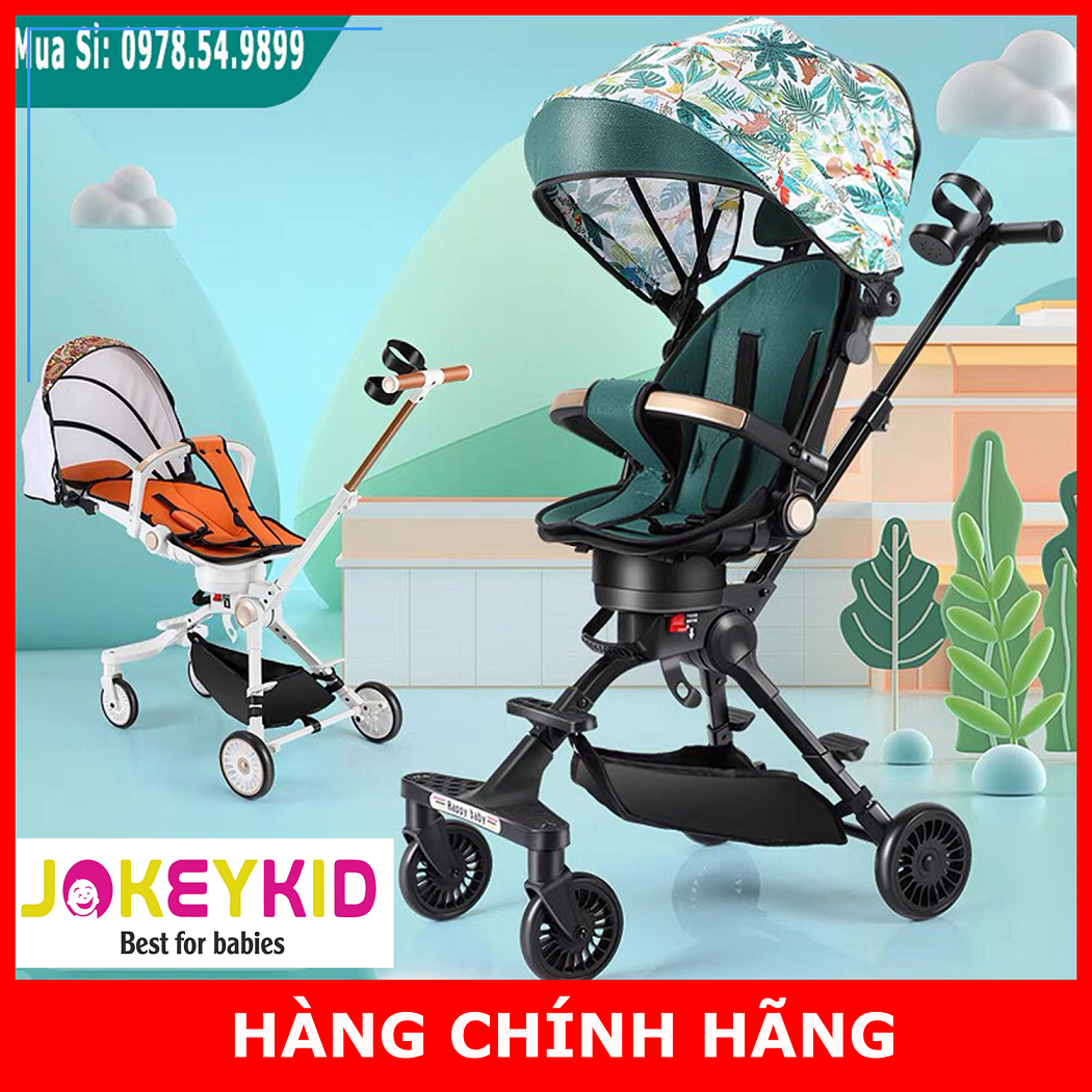 Xe đẩy em bé gấp gọn cao cấp 2 chiều 3 tư thế nằm kèm đệm lót và mái che