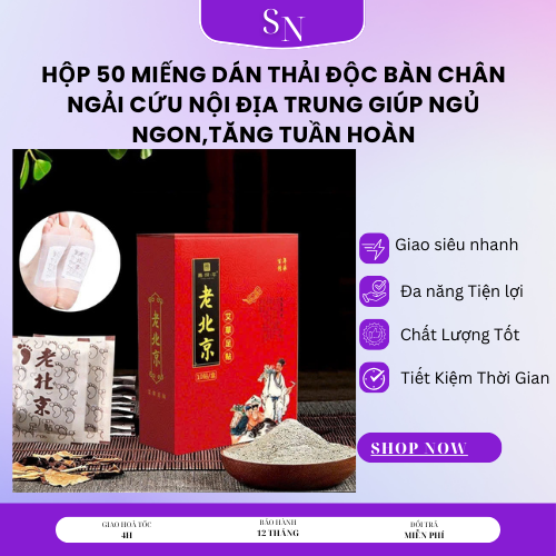 Hộp 50 Miếng Dán Thải Độc Bàn Chân Ngải Cứu Nội Địa Trung Giúp Ngủ Ngon,Tăng Tuần Hoàn Combo 3 Hộp 50 Miếng Dán Thải Độc Bàn Chân Ngải Cứu Nội Địa Trung Giúp Ngủ Ngon,Tăng Tuần Hoàn