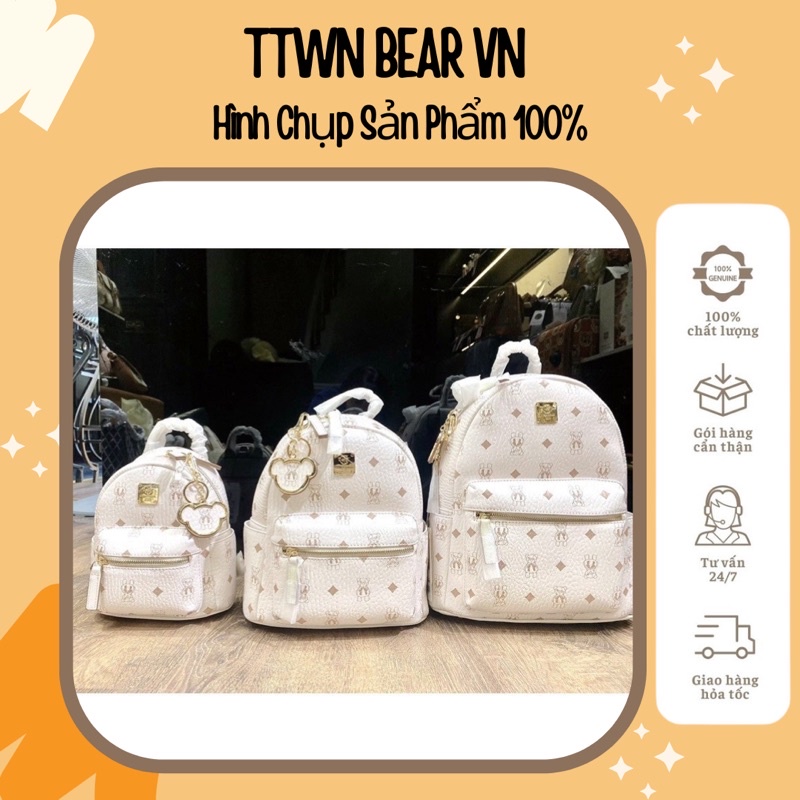 Ttwn bear balo trắng tn-2617 size 22cm - di di lê - sẵn ship