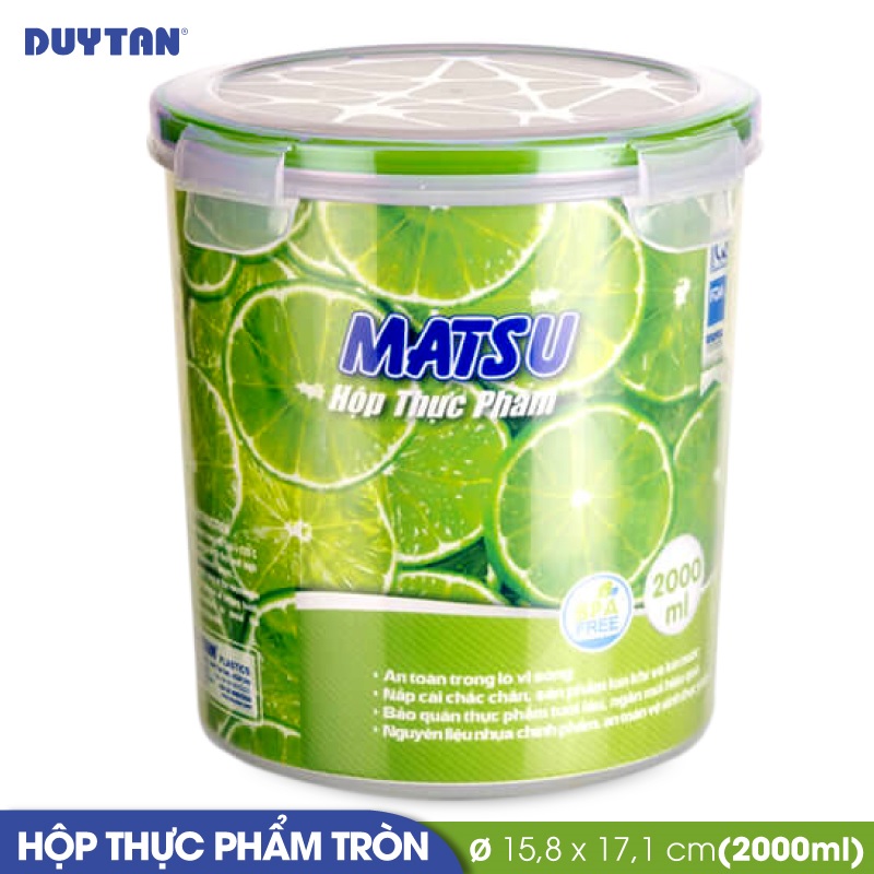 Hộp đựng thực phẩm tròn nhựa DUY TÂN Matsu 2000ml (15.8 x 15.8 x 17.1 cm) - 03468